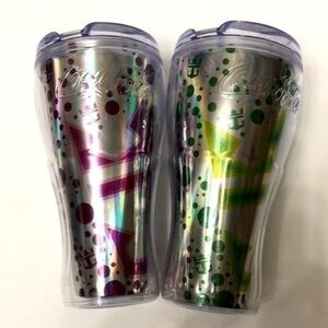NEW Coca-Cola Tumbler Set, Double Wall, 2017 Series, Green, Silver, Fuschia